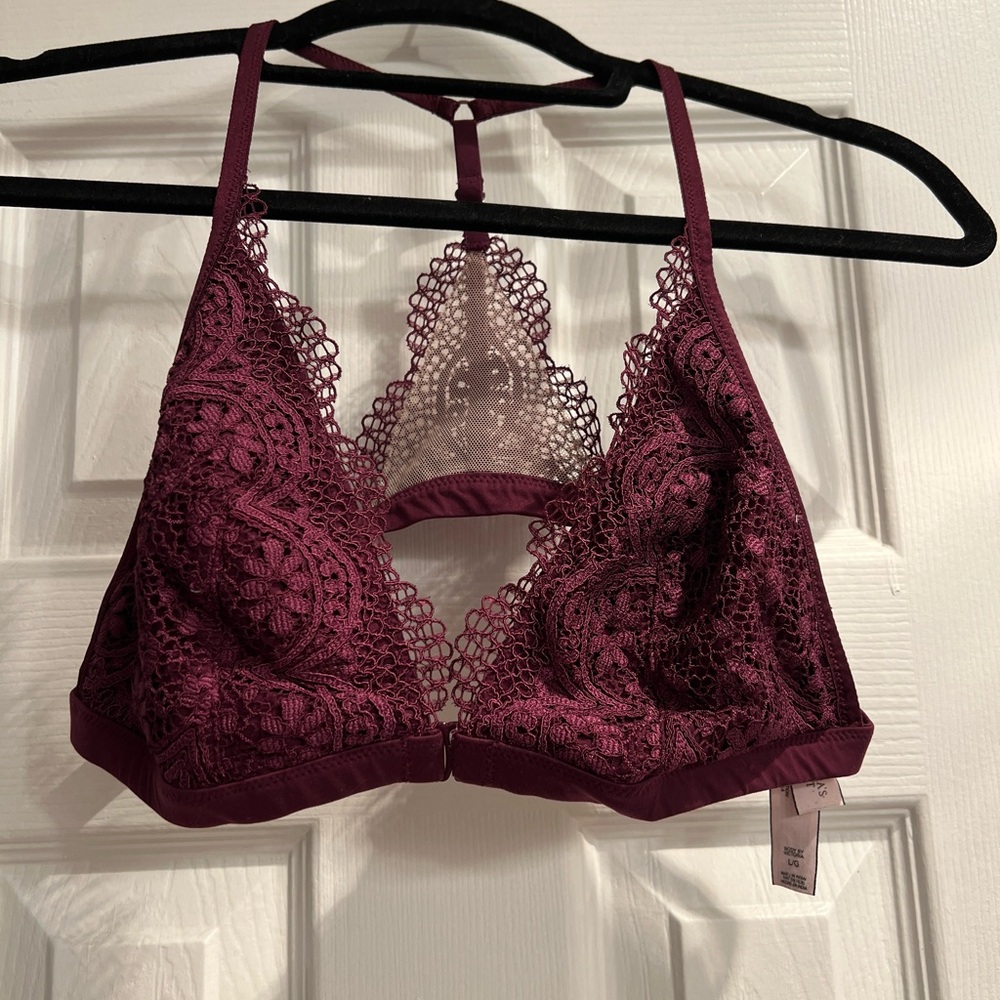 Burgundy Lace Front Close VS Bralett-L